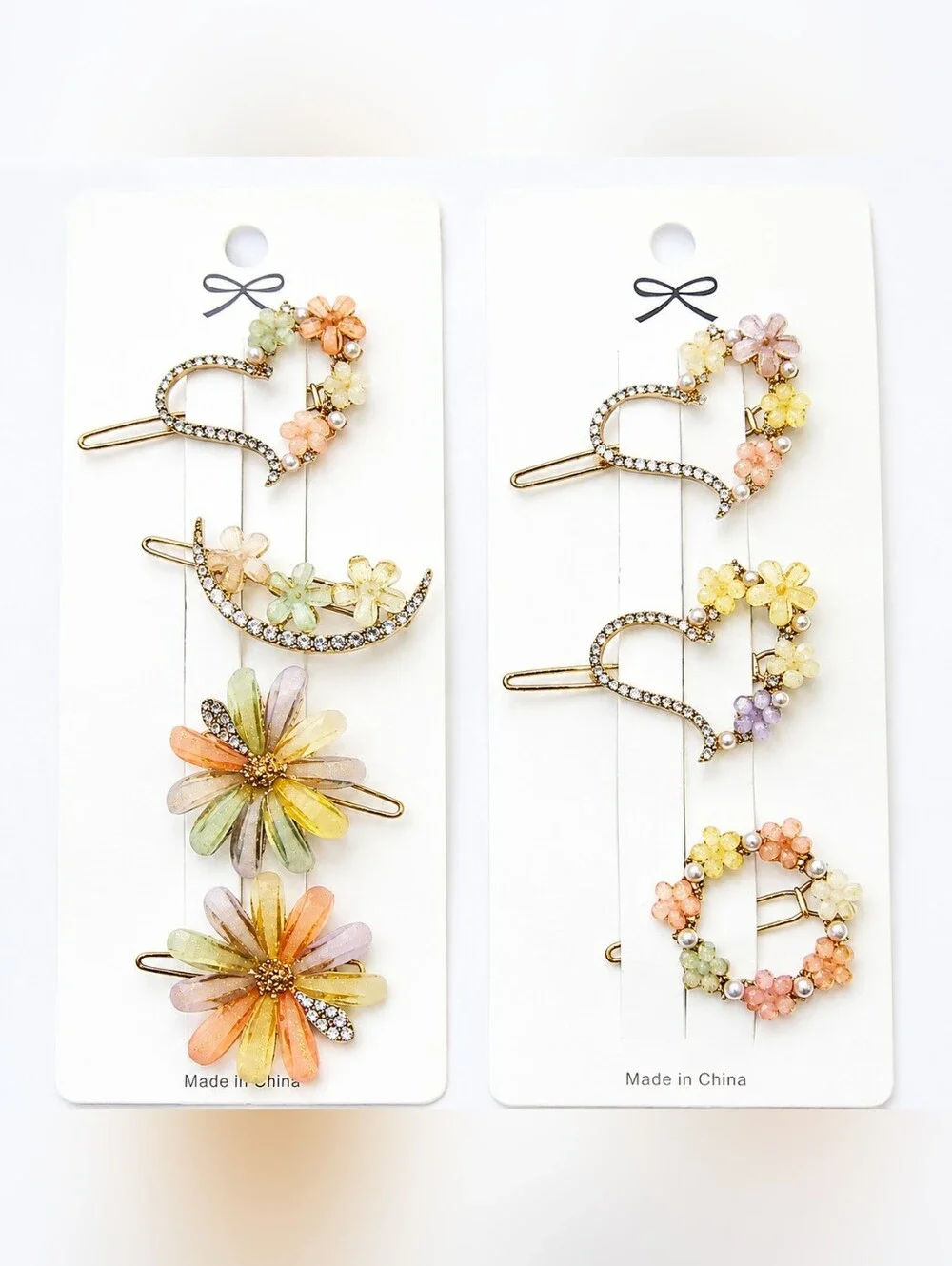 Pastel Floral Hair Clip‎ Set – 8 Decorative Hair Barrettes Rhinestone